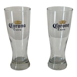 Vintage Corona Extra pint beer glass Set Of Two